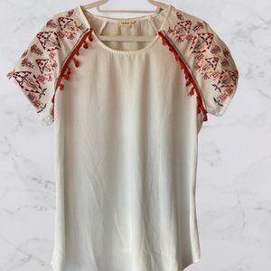 INDIGO SOUL White Embroidered Blouse NWOT (L)